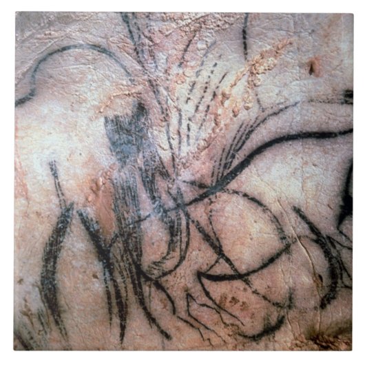 Malereien, die Mammut und Vieh, vom C darstellen Fliese (Vorderseite)