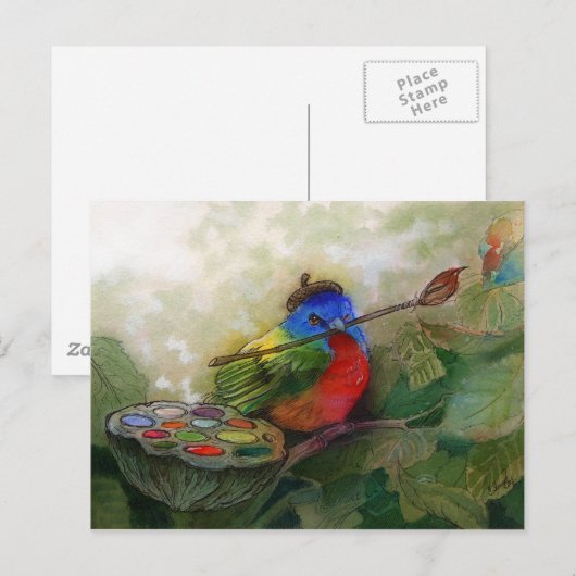 Malergezeichnete Vogeljagd Postkarte (Vorne/Hinten)