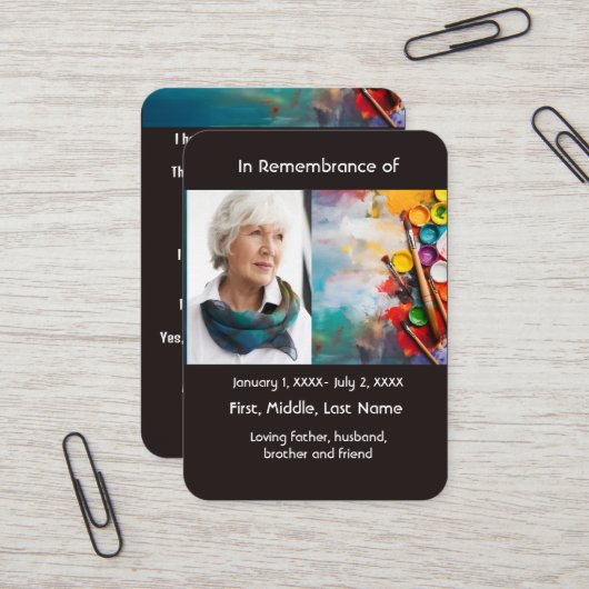 Malergrafik von Memorial Pocket Card Visitenkarte (Vorderseite/Rückseite Beispiel)