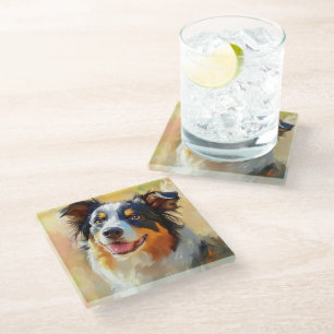 MALERIERUNG EINES AUSTRALISCHEN SHEPHERD-HUNDES GLASUNTERSETZER