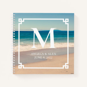 Maleriische Strand-Foto-Hochzeits-Monogramm-Gast Notizblock