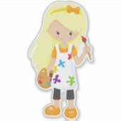 Malerin, Malerin, Niedliche Frau, Blonde Hair Aufkleber (Vorderseite)