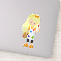 Malerin, Malerin, Niedliche Frau, Blonde Hair