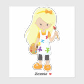Malerin, Malerin, Niedliche Frau, Blonde Hair Aufkleber (Blatt)
