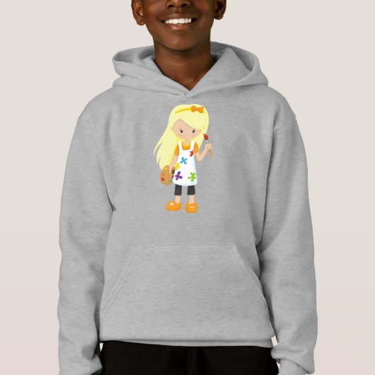 Malerin, Malerin, Niedliche Frau, Blonde Hair Hoodie (Vorderseite)