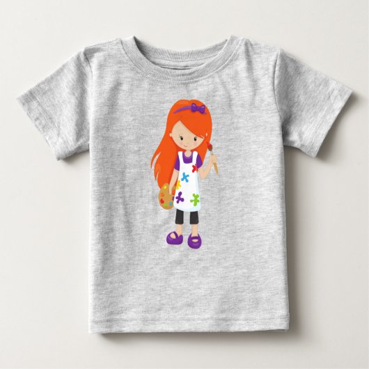 Malerin, Malerin, Niedliche Frau, Orangefarbenes H Baby T-shirt (Vorderseite)