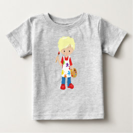 Malerin, Malerin, Niedlicher Junge, blondes Haar Baby T-shirt