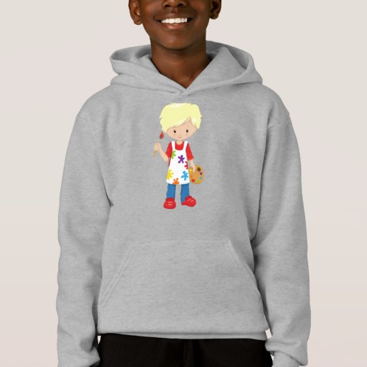 Malerin, Malerin, Niedlicher Junge, blondes Haar Hoodie (Vorderseite)