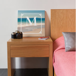 Maleriöses kalifornisches Strandfoto Hochzeitsmono Leinwanddruck