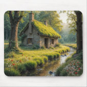 Maleriöses Steinhaus am Wald Bach Mousepad (Vorne)