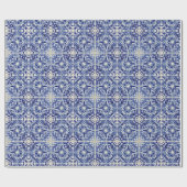 Malerisch, blau gefliest - mediterraner Innenhof Geschenkpapier (Flach)