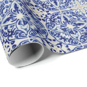 Malerisch, blau gefliest - mediterraner Innenhof Geschenkpapier (Rolleneckpunkt)