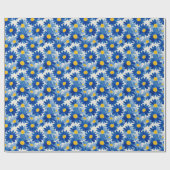 Malerisch blaue und gelbe Blume Geschenkpapier (Flach)