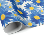 Malerisch blaue und gelbe Blume Geschenkpapier (Rolleneckpunkt)