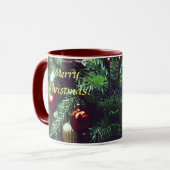 Malerisch froher Weihnachtsbaum mit Roten Ornament Tasse (Vorderseite Links)