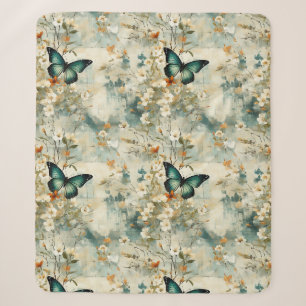 Malerisch Teal Schmetterling Floral Salbei Terrako Sherpadecke