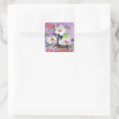 Malerisch weiße Magnolien auf dem Lavendel Quadratischer Aufkleber (Tasche)