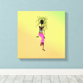 Malerische afrikanische Kunst, Phantastischer Frau Leinwanddruck (Insitu (Holzboden))
