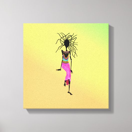 Malerische afrikanische Kunst, Phantastischer Frau Leinwanddruck (Vorderseite)