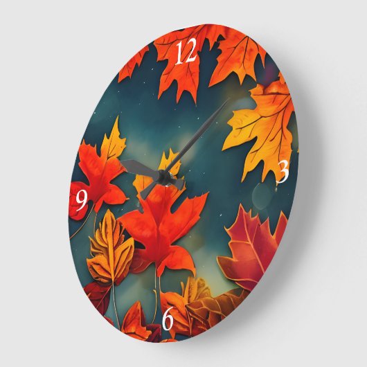 Malerische Ahornbäume im rustikalen Blätter Große Wanduhr (Winkel)