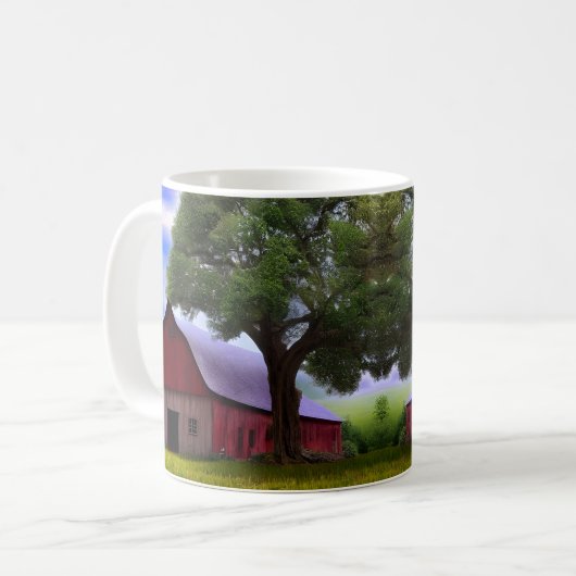 Malerische Ahornbäume im rustikalen Blätter Kaffeetasse (Vorderseite Links)