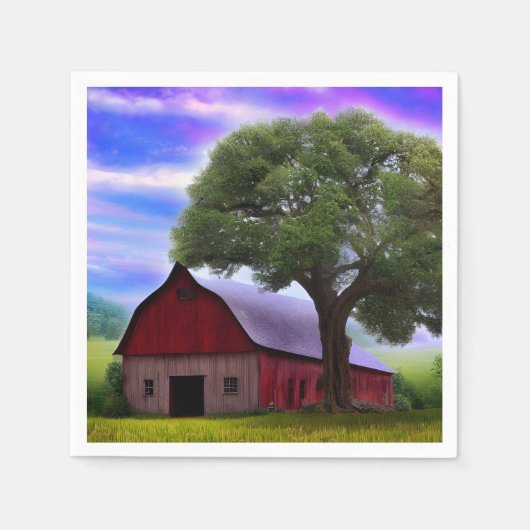 Malerische Ahornbäume im rustikalen Blätter Serviette (Vorderseite)