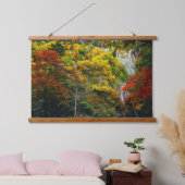 Malerische Aussicht auf Fall Hagoromo Falls Hokkai Wandteppich Mit Holzrahmen (Schlafzimmer)