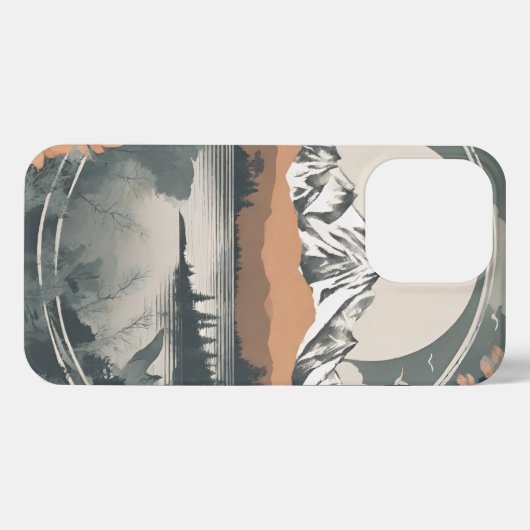 Malerische Berglandschaft vor See in Aquarell iPhone Hülle (Rückseite (Horizontal))