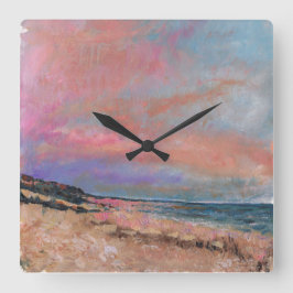 Malerische Bilder am Strand Quadratische Wanduhr