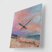 Malerische Bilder am Strand Quadratische Wanduhr (Winkel)