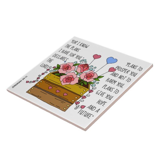 Malerische Blume, Gedicht von Jeremiah 29:11 Fliese (Seite)