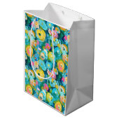Malerische Blume Kunst Farben Sommer Blumenspass Mittlere Geschenktüte (Rückseite Schrägansicht)