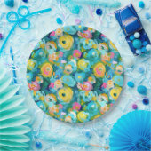 Malerische Blume Kunst Farben Sommer Blumenspass Pappteller (Party)