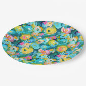 Malerische Blume Kunst Farben Sommer Blumenspass Pappteller (Schrägansicht)