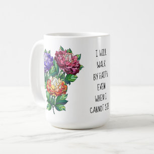 Malerische Blume mit Vers von 2 Korinthen 5:7 Kaffeetasse