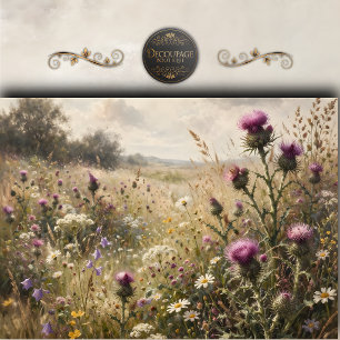 Malerische Distel-Wildblumen-Decoupage Seidenpapier