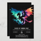 Malerische Drache Geburtstagskleidung Einladung (Vorne/Hinten)