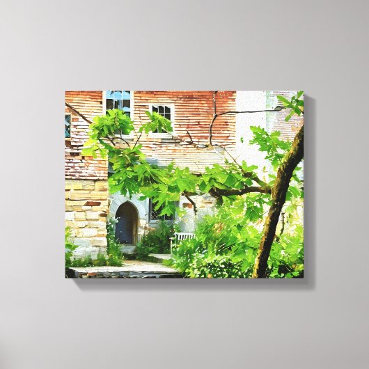 Malerische englische Hütte am Wasser Leinwanddruck (Vorderseite)