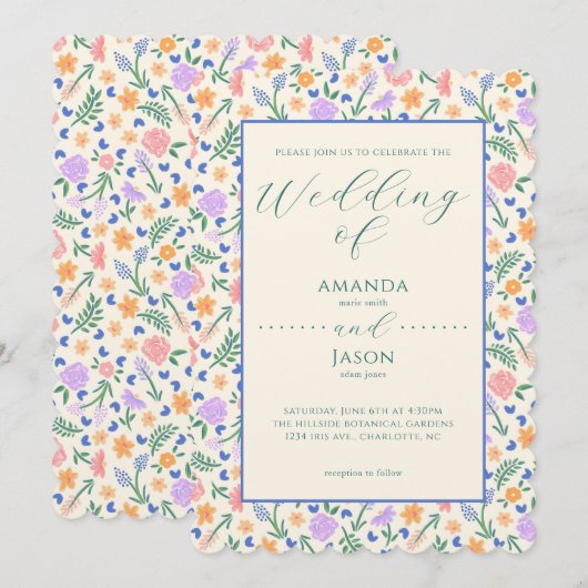 Malerische Folklorekunst Einladung (Vorne/Hinten)