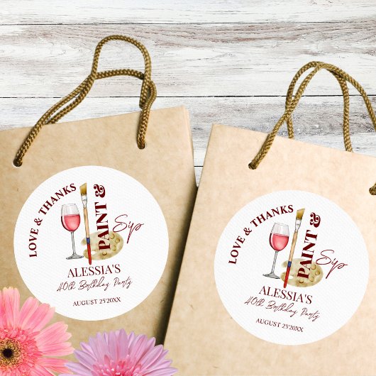 Malerische Gastgeschenke, Wein und Kunst Runder Aufkleber