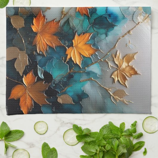 Malerische Herbstlaube Geschirrtuch (Gefaltet)