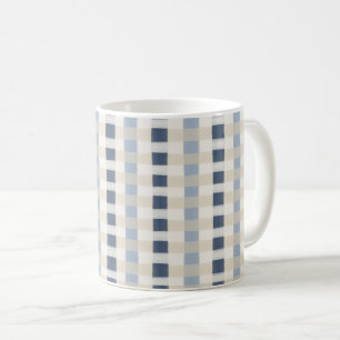 Malerische Küstenblaue Karo-Nahtlos-Muster Kaffeetasse