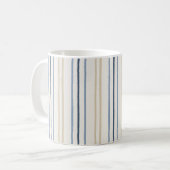 Malerische Küstenblaue- und Sand-Pinstripemuster Kaffeetasse (Vorderseite Links)