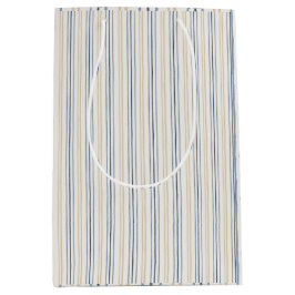 Malerische Küstenblaue- und Sand-Pinstripemuster Mittlere Geschenktüte
