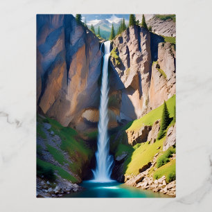 Malerische Landschaft Berge Wasserfall Natur Folien Feiertagspostkarte