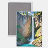 Malerische Landschaft Berge Wasserfall Natur Magnet (Vorderseite/Rückseite)