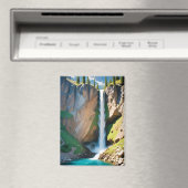 Malerische Landschaft Berge Wasserfall Natur Magnet (In Situ (Geschirrspüler))