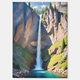 Malerische Landschaft Berge Wasserfall Natur Magnet
