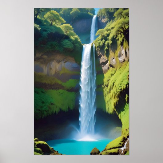 Malerische Landschaft Berge Wasserfall Natur Poster (Vorne)