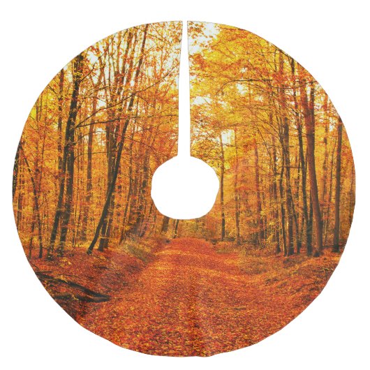 Malerische Landschaft des Herbstes Polyester Weihnachtsbaumdecke (Vorderseite)